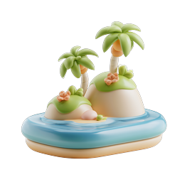 Tropical Island Palm Tree Clay 3D Icon
