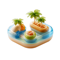 Tropical Island Clay 3D Icon - Paradise Palm Tree Design