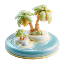 Tropical Island 3D Clay Icon | Paradise Beach Scene