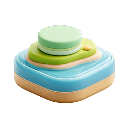Tropical Island Clay 3D Icon - Paradise Beach Scene