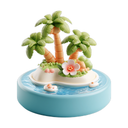 Tropical Island Diorama Icon | 3D Palm Tree Paradise