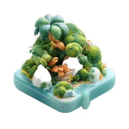 Tropical Island Diorama - 3D Clay Nature Icon