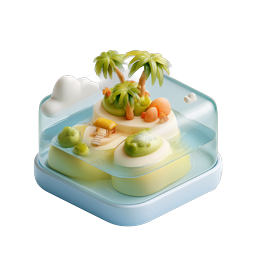 Tropical Island Diorama 3D Icon - Mini Paradise