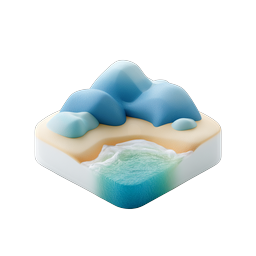 Tropical Island Diorama 3D Icon - Beach Paradise