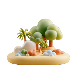 Tropical Island Diorama 3D Icon