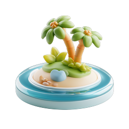 Tropical Island Diorama Clay-Style 3D Icon