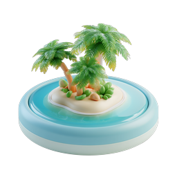 Tropical Island 3D Icon - Palm Tree Paradise