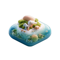 Tropical Island Diorama 3D Icon - Miniature Paradise