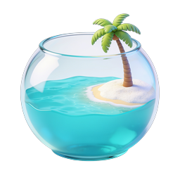 Tropical Island Fishbowl 3D Icon - Mini Paradise