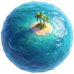 Icono de globo isla tropical - diseño de paraíso oceánico 3D