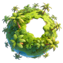 Tropical Island Globe 3D Icon - Paradise Nature Design