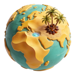Tropical Island Globe 3D Icon - Travel & Paradise