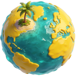 Tropical Island Globe Icon - 3D Clay Style Earth
