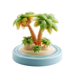 Tropical Island 3D Icon - Palm Tree Paradise Design