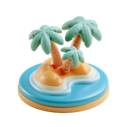 Tropical Island Palm Trees 3D Icon