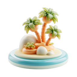 Tropical Island Icon - Vibrant Palm Trees and Sand