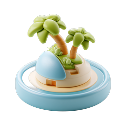 Tropical Island Clay Style Icon | 3D Paradise Design