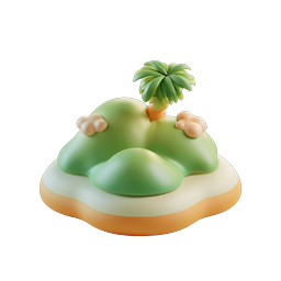 Tropical Island 3D Icon - Paradise Palm Tree