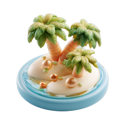 Tropical Island with Palm Trees 3D Icon