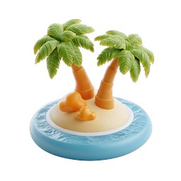 Tropical Island 3D Clay Icon - Palm Trees Paradise Design