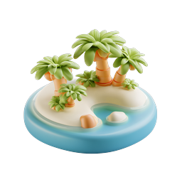 Tropical Island Clay Icon - 3D Palm Tree Paradise