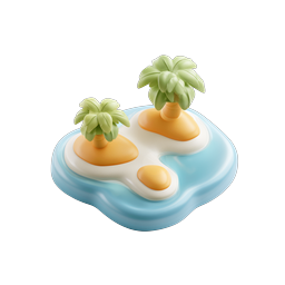 Tropical Island 3D Icon with Palm Trees