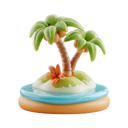 Tropical Island Palm Tree 3D Clay Icon for Travel Apps