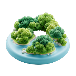 Isola tropicale 3D con alberi lussureggianti - Icona natura
