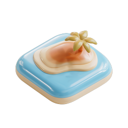 Tropical Island 3D Clay Icon - Paradise Beach Design