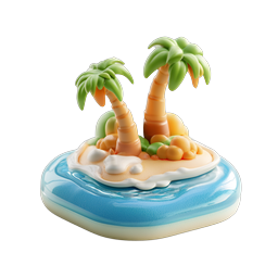Tropical Island Clay Icon - Paradise Palm Trees