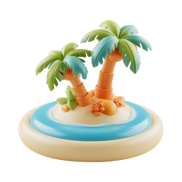 Tropical Island Clay Icon - Paradise Beach Scene