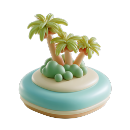 Tropical Island 3D Clay Style Icon | Palm Tree Paradise