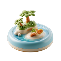 Tropical Island 3D Icon - Palm Tree Paradise