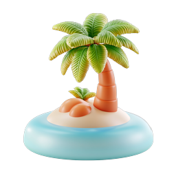 Tropical Island Palm Tree 3D Icon | Vacation Paradise