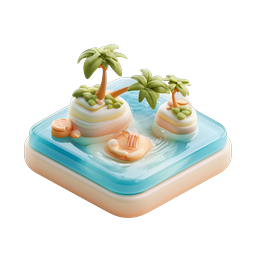 Tropical Island Paradise 3D Icon - Clay Style Design