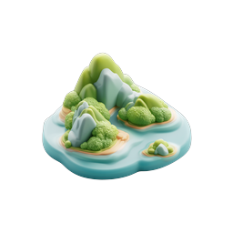 Tropical Island 3D Icon - Clay Style Nature Illustration