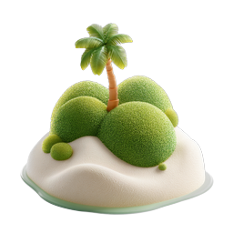 Tropical Island Palm Tree 3D Clay Icon