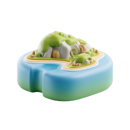 Tropical Island 3D Clay Icon - Miniature Paradise