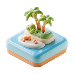 Tropische Insel 3D-Icon mit Palmen