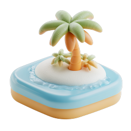 Tropical Island Palm Tree 3D Clay Icon