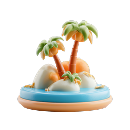 Tropical Island Clay Icon - Paradise Palm Trees