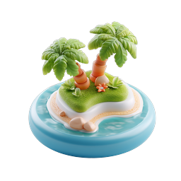Tropical Island 3D Clay Icon - Paradise Palm Trees