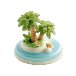 Tropical Island 3D Clay Icon - Paradise Beach