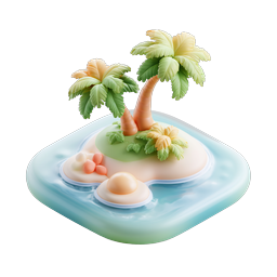Tropical Island Palm Tree Clay 3D Icon - Paradise Getaway