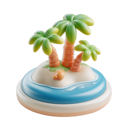 Tropical Island Palm Tree 3D Icon - Clay Style