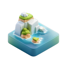 Tropical Island 3D Clay Icon - Miniature Coastal Scene