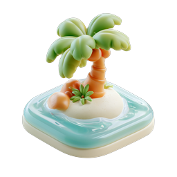 Tropical Island Palm Tree 3D Clay Icon