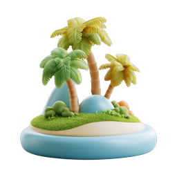 Vibrant Tropical Island Icon for Summer Themes