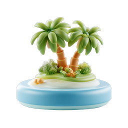 Icono 3D Paraíso Isla Tropical con Palmeras