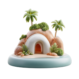 Encantador icono de isla tropical para temas de viaje y naturaleza